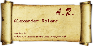 Alexander Roland névjegykártya